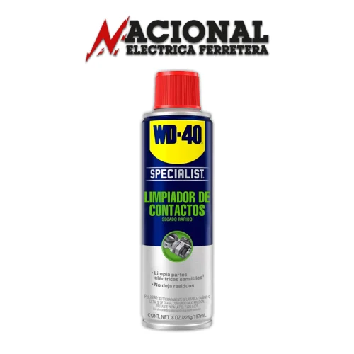 WD-40 Specialist Limpiador de Contactos 8 Oz, ideal para la limpieza y protección de equipos eléctricos y electrónicos.